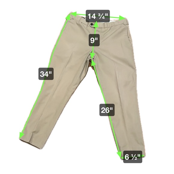 Thom Sweeney Flat Front Chino Pants in tan/ khaki, Size MtM/Waist 33/ Inseam 26” - Picture 6 of 8